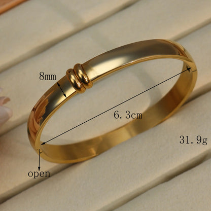 18K Gold-plated Stainless Steel Curved Polished Bangle Bracelet