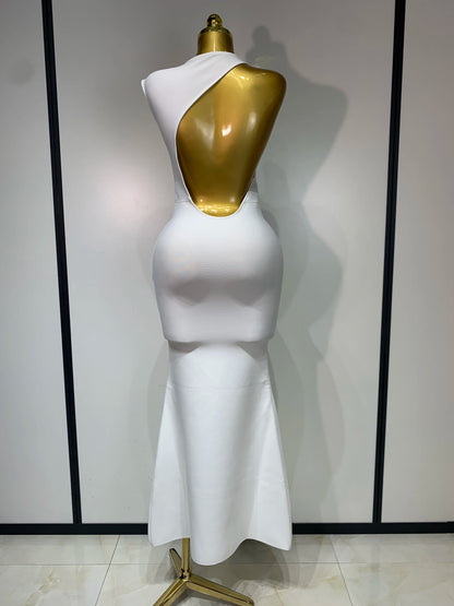 Women Sexy Sleeveless Backless Design Bandage Celebrity Elegant Evening Party Birthday Dress