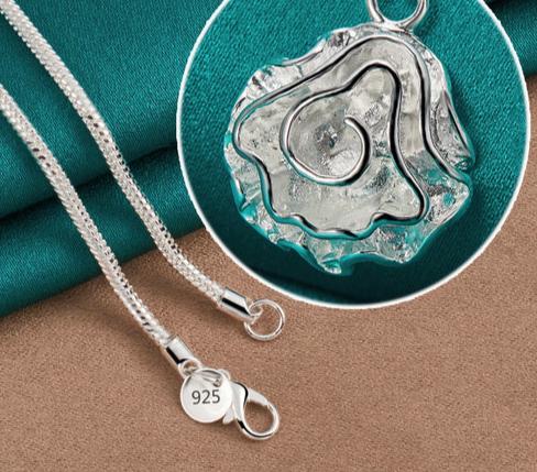 Women 925 Sterling Silver Rose Flower 18-30Inches Chain Wedding Engagement Party Charm Pendant Necklace