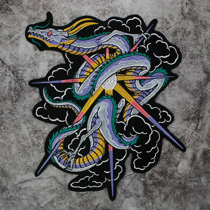Colorful Python Embroidered Motorcycle Patch Appliques Iron on Patches Badge Clothes Sewing