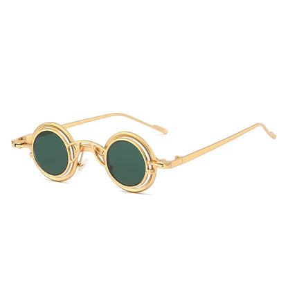 Women Round Two in One Pure Titanium Y2K Steampunk UV400 Sunglasses Glasses