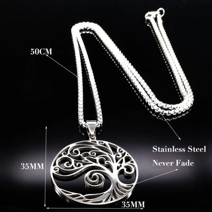Tree of Life Collar Stainless Steel Women Men Chain Necklace Pendant