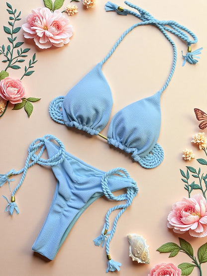Sexy solid color women's bikini swimsuit two-piece beach Swimwear bikini suit