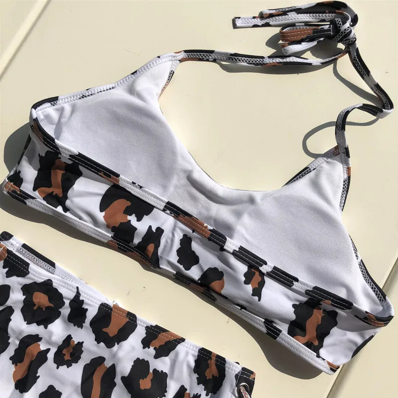 Women Swimsuit High Waist Bandage Sport Swimwear Bikini Push Up Beachwear Bathing Suit