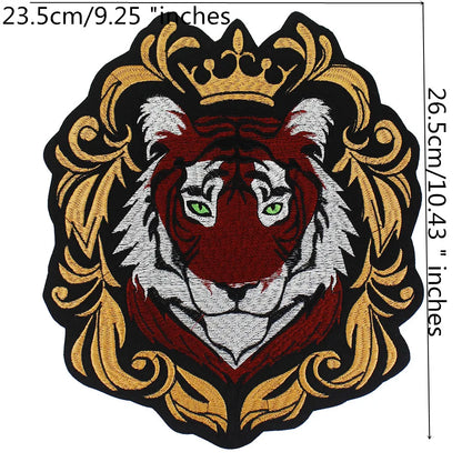 Embroidery Crown yellow Lion Biker Rock Patch Appliques Iron on Patches Badge Clothes Sewing