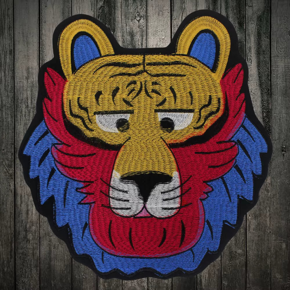 Large Animal Tiger Head Embroidery Patch Appliques Iron on Patches Badge Clothes Sewing