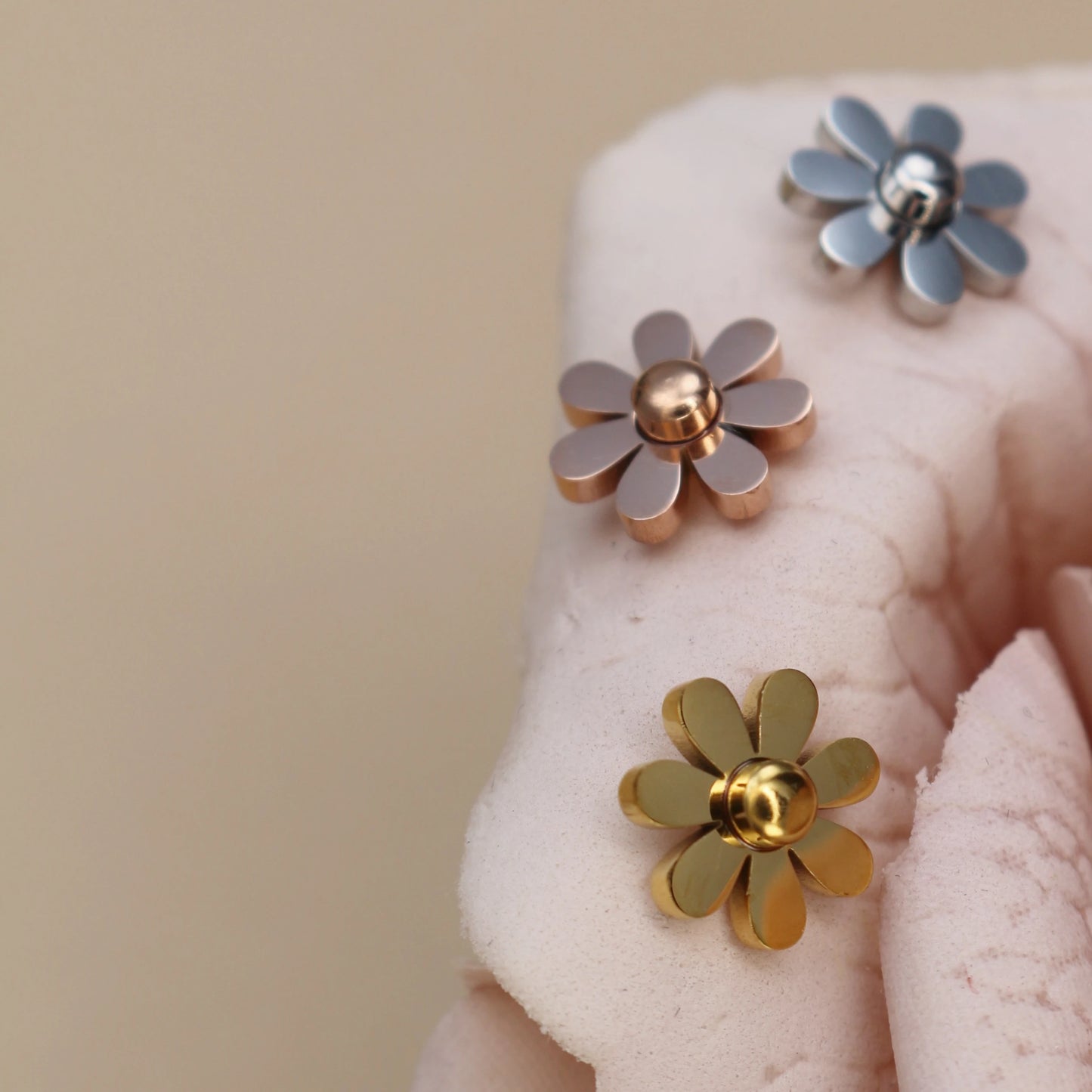 Daisy Women Wedding Stainless Steel Gold Color Charm Stud Earrings