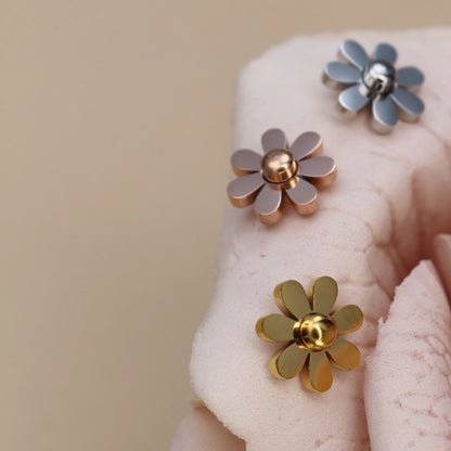 Daisy Women Wedding Stainless Steel Gold Color Charm Stud Earrings