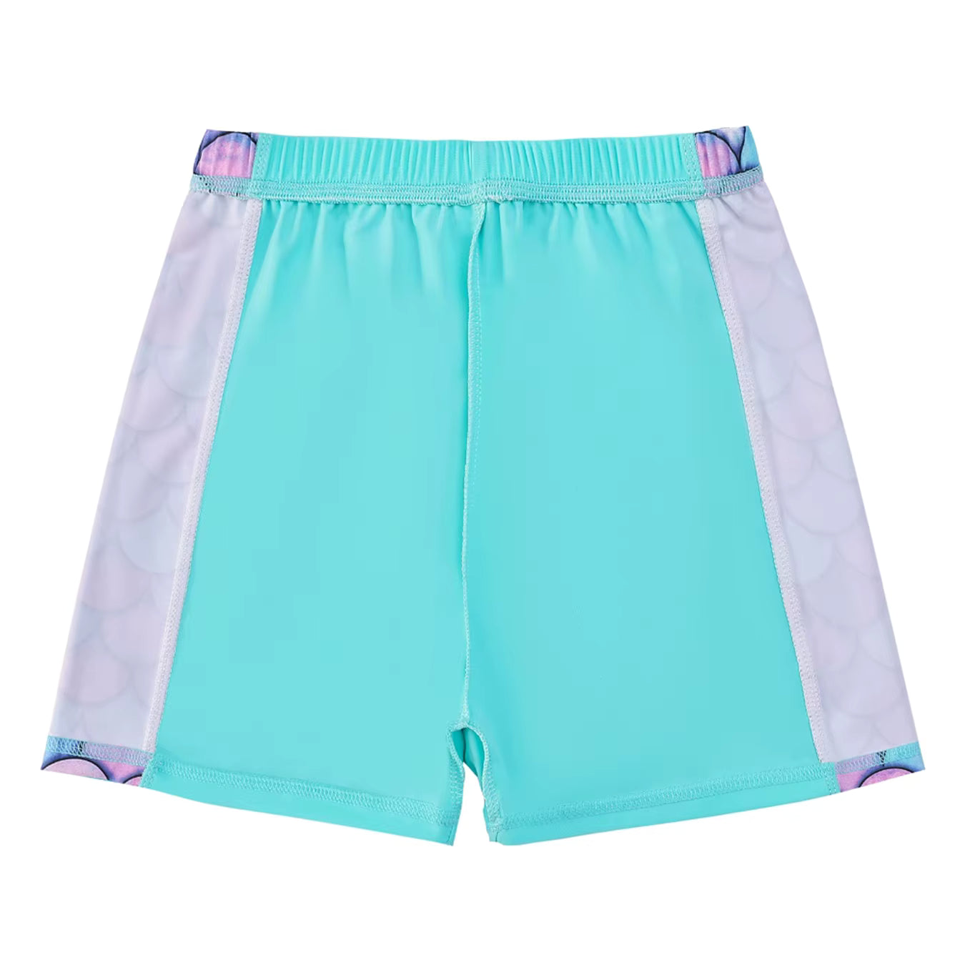 2pcs Kids Girls Short Sleeve Tops Swim Shorts Scale Print Patchwork Beach Bathing Swimwear