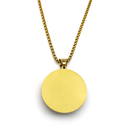 Women Men Stainless Steel Gold Color Archangel Kabbalah Talisman Key of Solomon Sigil Glass Round Medal Necklace