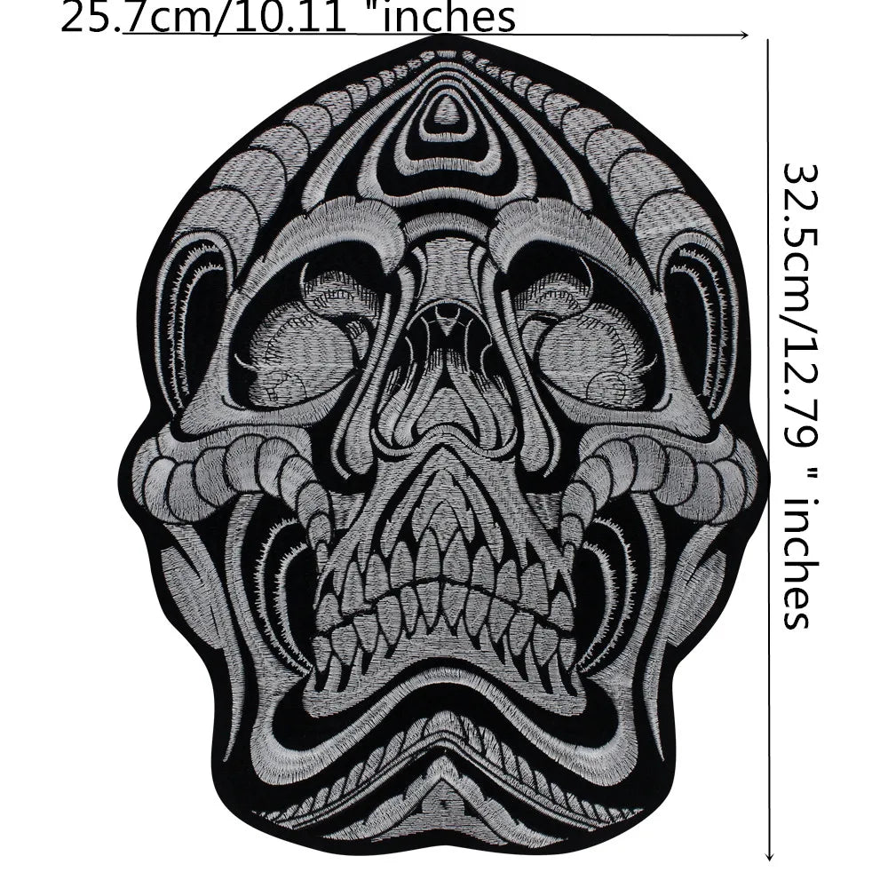 Large Size Skull Embroidered Patch for Clothes Patches Iron on Sew on Badges Appliques