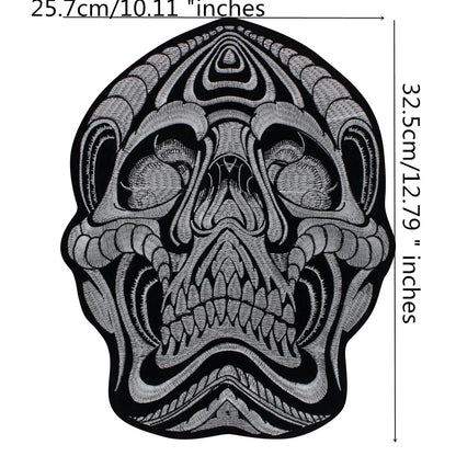 Large Size Skull Embroidered Patch for Clothes Patches Iron on Sew on Badges Appliques