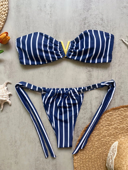 strapless bikini sexy women 2-piece triangular bikini beach swimsuit suit