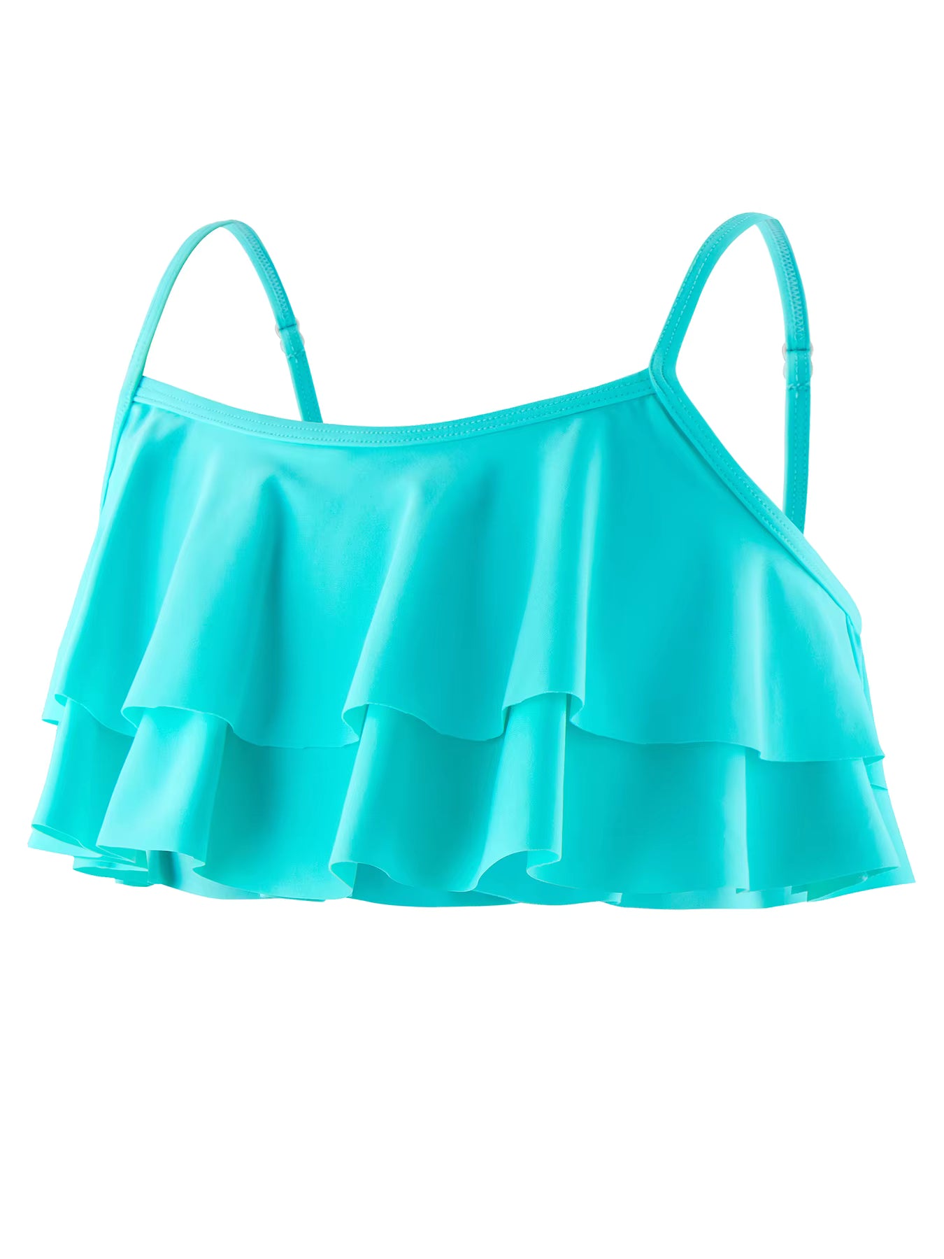 2pcs Kids Girl Sleeveless Pink Ruffle Crop Tops Scale Print Swim Briefs Swimming Suit