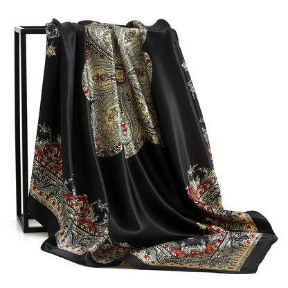 90*90cm Women Four Seasons Square Silk Satin Bandana Wrap Shawl Scarves Scarfs ggk7