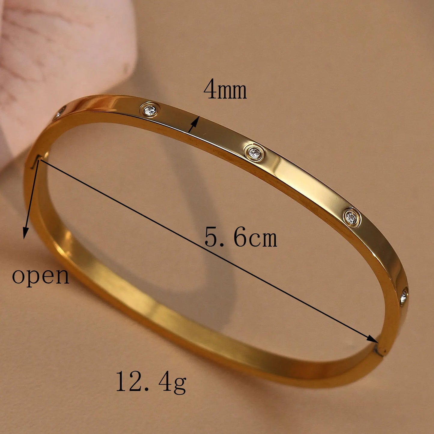 18K Plated Stainless Steel Zircon Fashion Women's Bracelet Bangles Gifts