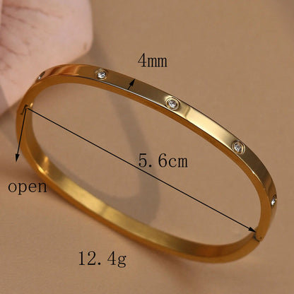 18K Plated Stainless Steel Zircon Fashion Women's Bracelet Bangles Gifts