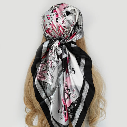 90X90cm Women Four Seasons Square Silk Satin Bandana Wrap Shawl Scarves Scarfs ggk9