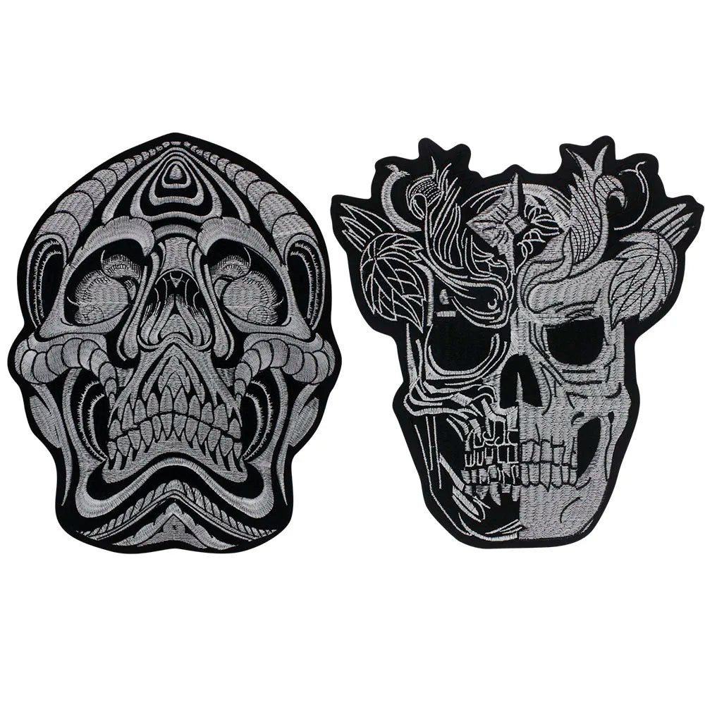 Large Size Skull Embroidered Patch for Clothes Patches Iron on Sew on Badges Appliques