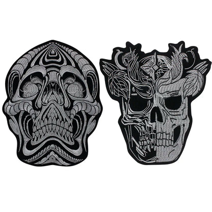 Large Size Skull Embroidered Patch for Clothes Patches Iron on Sew on Badges Appliques