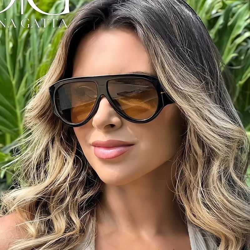 Y2K Women Men Vintage Fashion Designer Cat Eyes Oversized Sunglasses Glasses