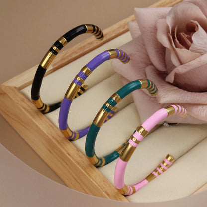 Waterproof High-end Enamel Open Retro Fashion Delicate Bangle Bracelet