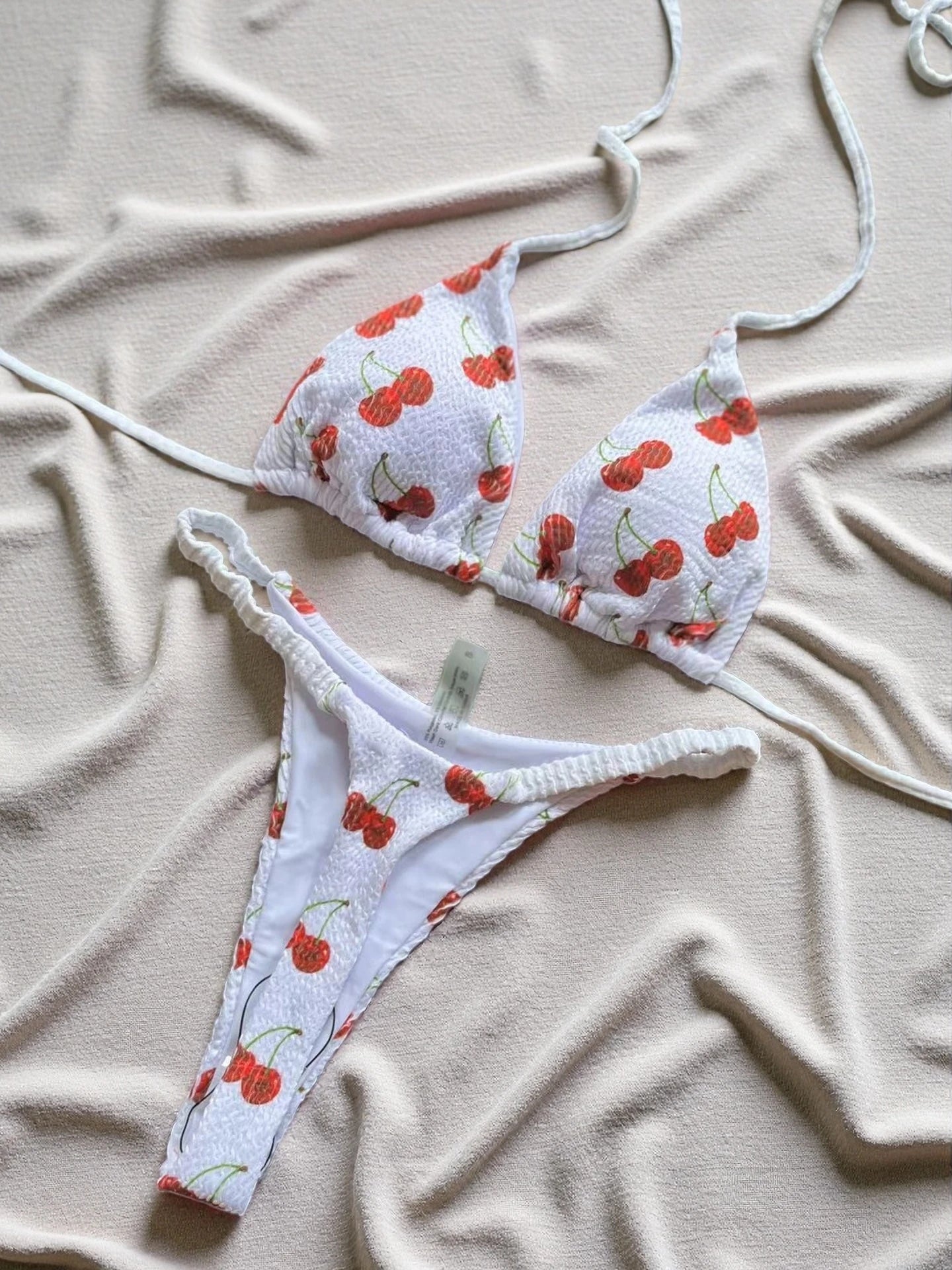 Micro Cherry Prints Bikini Push Up Women Swimwear Beach Swimsuit