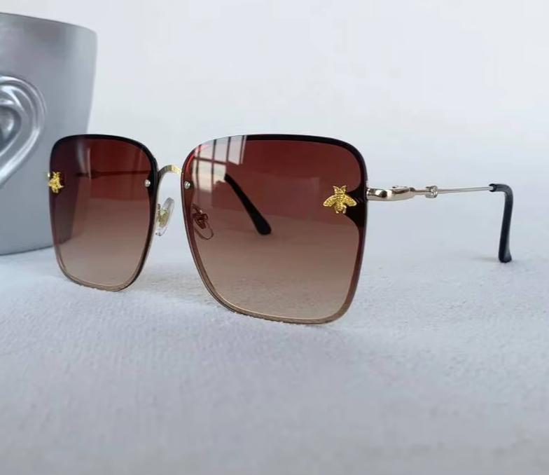Men Women Fashion Designer Oversized Rimless Square Bee Sunglasses Gradient Sunglasses UV400