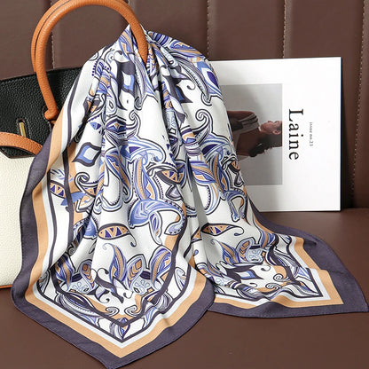 70cm Women Design Square Fashion Printed Satin Silk Scarf Scarves
