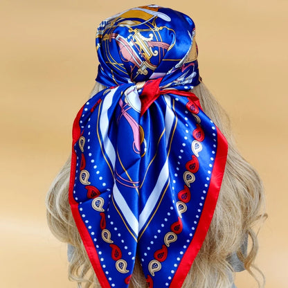 90cm Women Four Seasons Square Silk Satin Bandana Wrap Shawl Scarves Scarfs Spk3