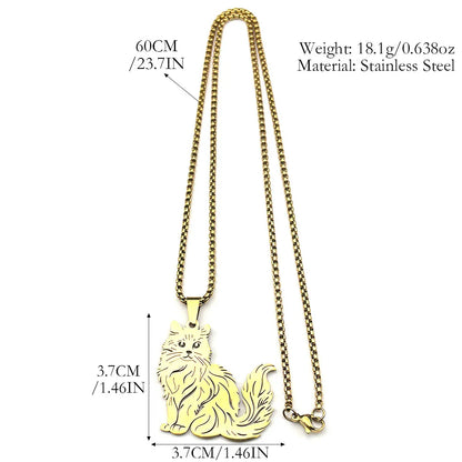 Women Men Stainless Steel Silver Color Kitty Cat Animal Ragdoll Clavicle Chain Necklace