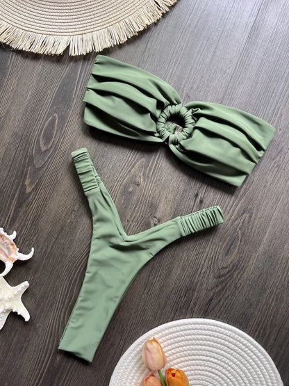 Micro Bikini Push Up Women Swimwear Brazilian Bikini Thong Solid Beachwear Swimsuit