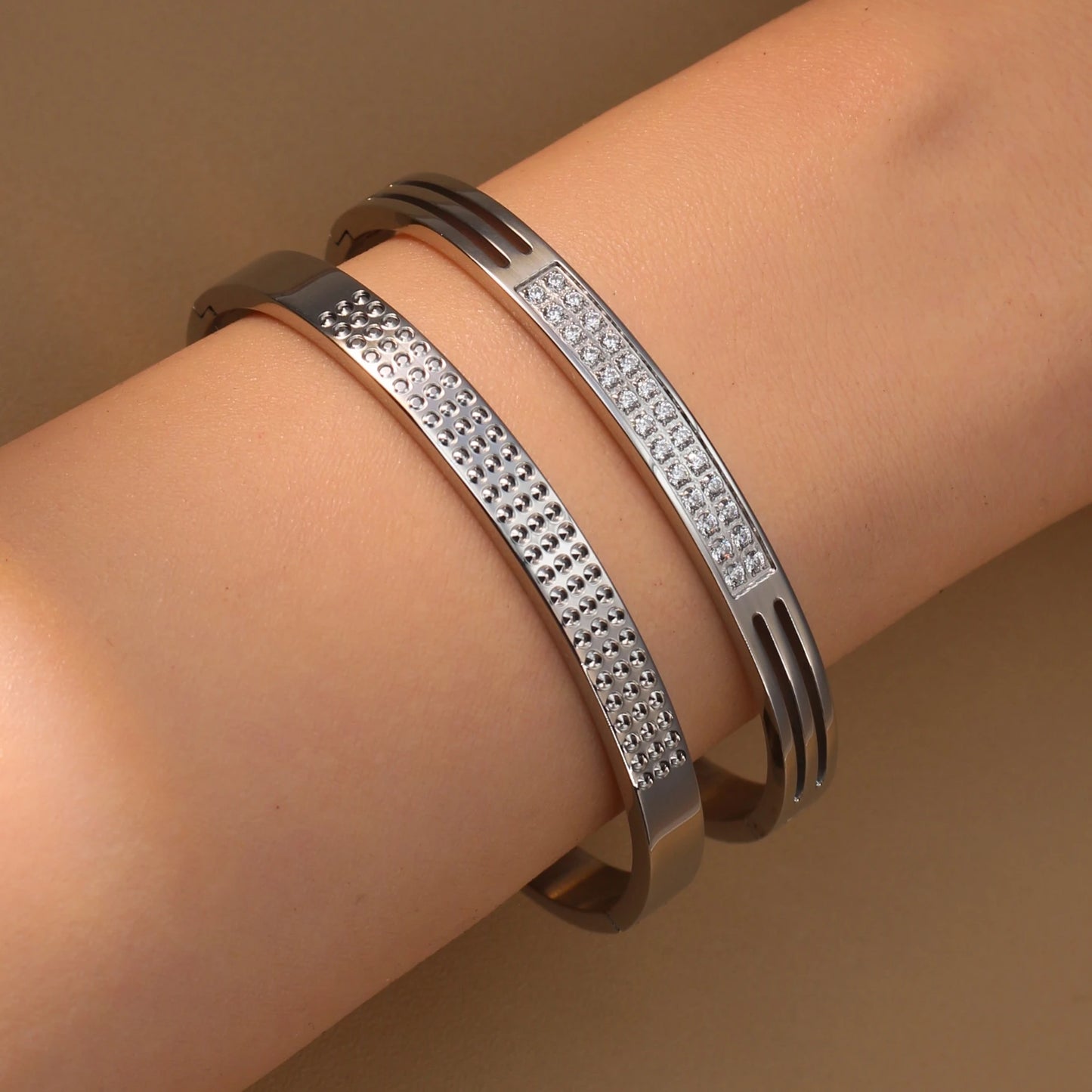 Stainless Steel 18K Gold Plated Zircon Women's Bracelet Bangles Gifts