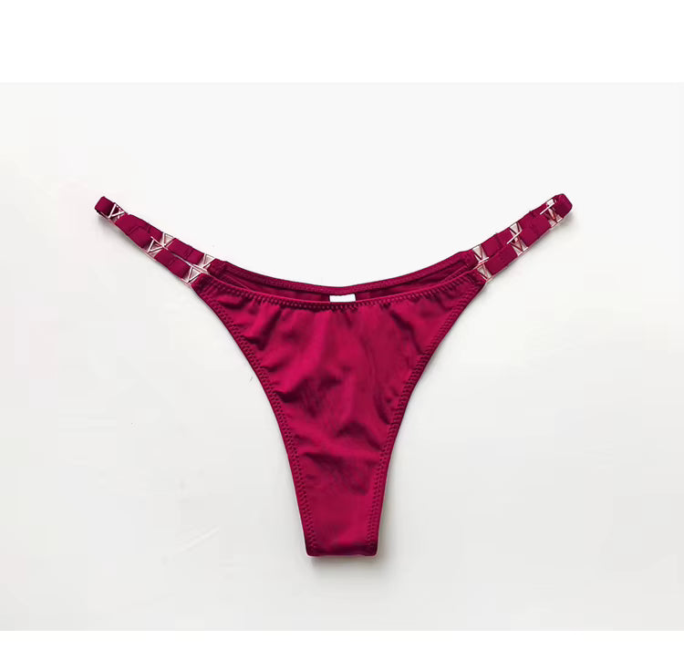 Sexy Women Seamless Underwear Briefs Zebra Flower Low Rise Metal Buckle Thong G-String Bikini Panties