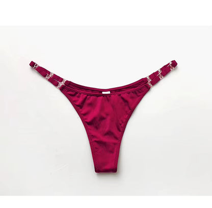 Sexy Women Seamless Underwear Briefs Zebra Flower Low Rise Metal Buckle Thong G-String Bikini Panties