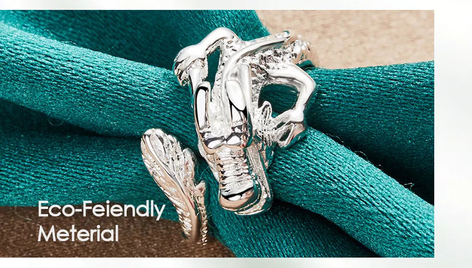 Women 925 Sterling Silver Wedding Engagement Party Charm Dragon Ring