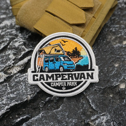 ADVENTURE NATURE outdoor Embroidered Patch with Iron-On Backing, Sewable/Ironable Applique for Clothing and Accessories