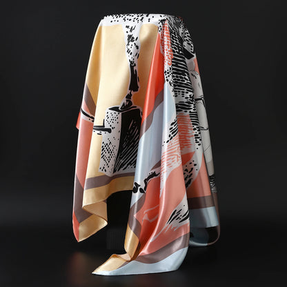 90cm Women Four Seasons Square Silk Satin Bandana Wrap Shawl Scarves Scarfs gfK4