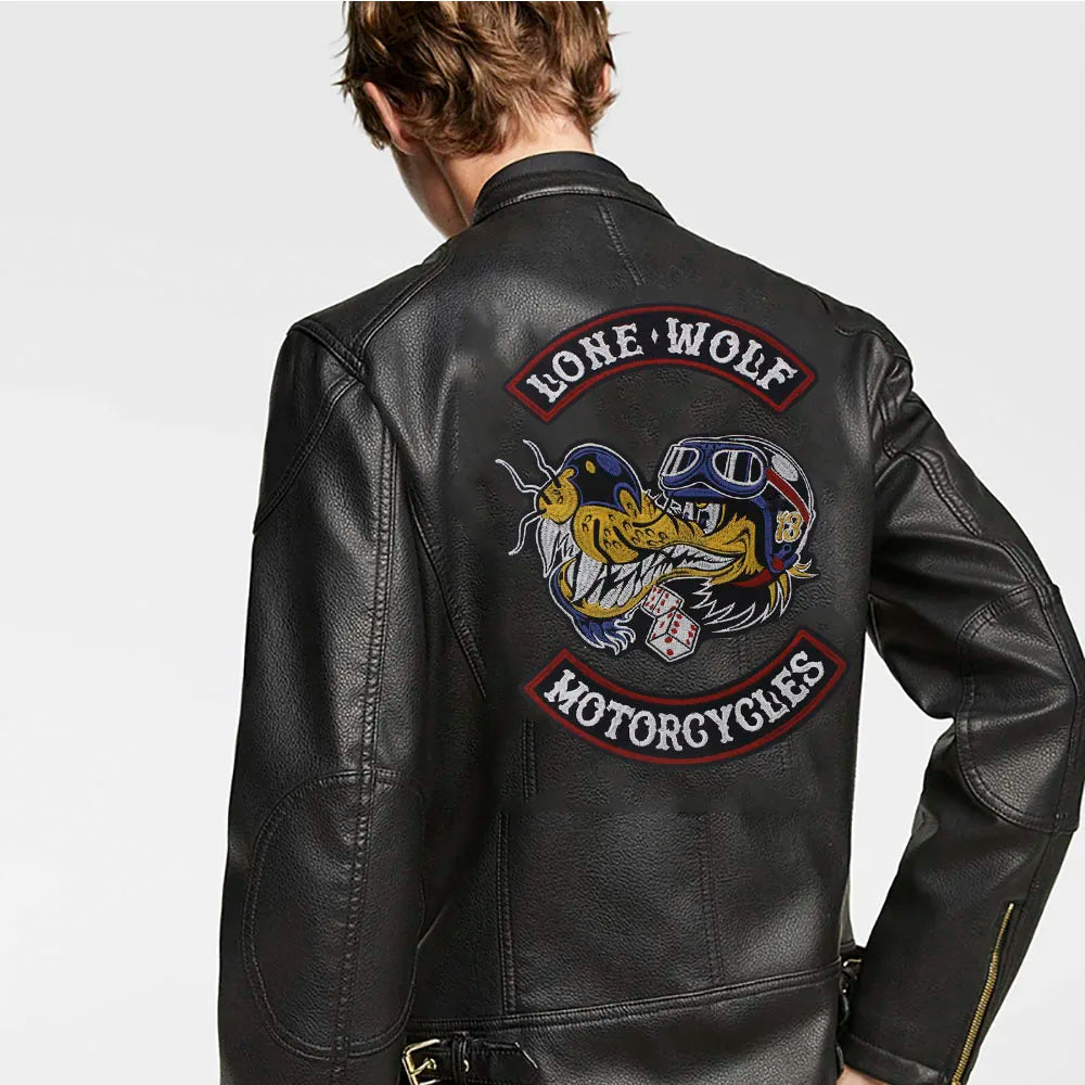 Large letter dog Embroidery Motorcycle Biker Patch Appliques Iron on Patches Badge Clothes Sewing