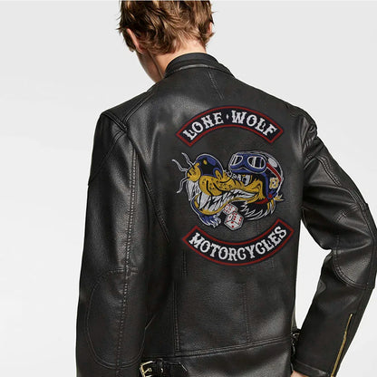 Large letter dog Embroidery Motorcycle Biker Patch Appliques Iron on Patches Badge Clothes Sewing