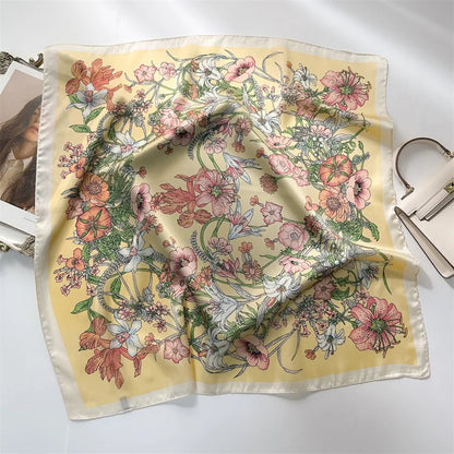 Women Silk Like Square Scarf Printed Satin Bandana Shawl Wraps Scarves