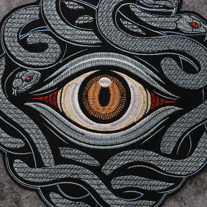 Large Embroidered Animal Multi Headed Snake Eyes Patch Iron on Clothes Patches DIY Biker Badge