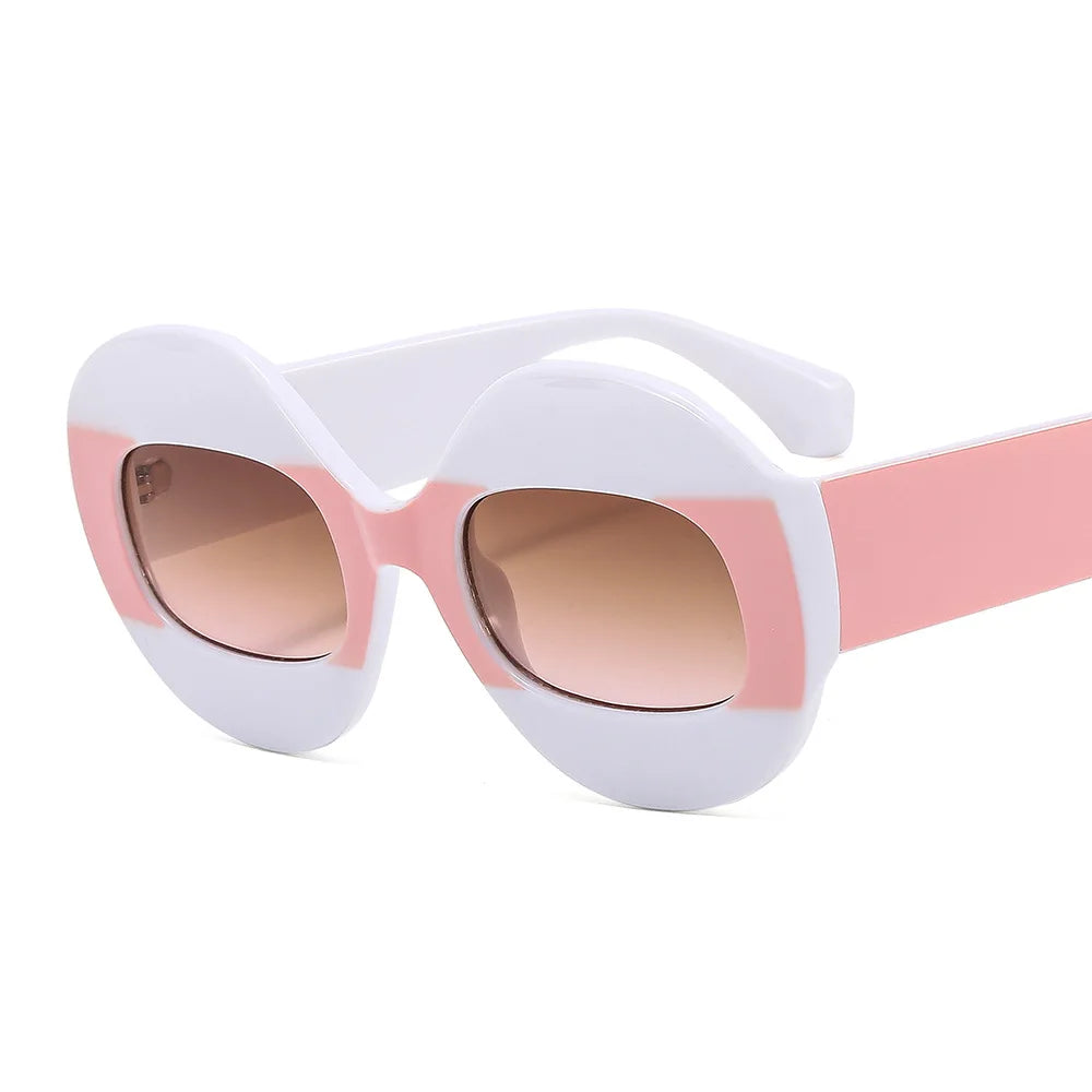 Men Women Retro Oval Clear Gradient Lens Shades UV400 Fashion Round Glasses Sunglasses