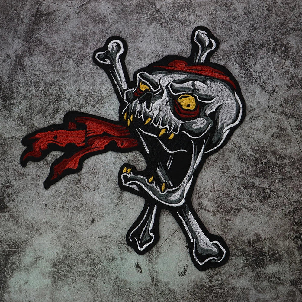 Big Punk Skull Biker Back Patch Appliques Iron on Patches Badge Clothes Sewing