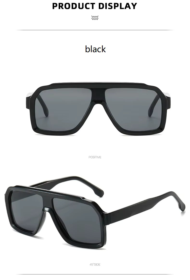 Men Women Double Color Frame Shade Designer UV400 Square Sunglasses Glass