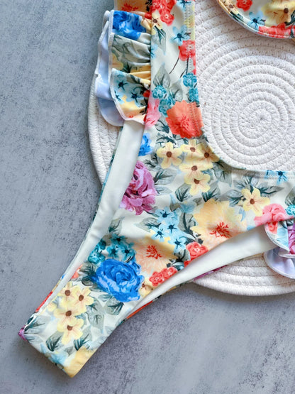 Women Flowers Printed Brazilian Underwired Bikini Swimsuit Swimwear Two-pieces Bather Bathing Suit