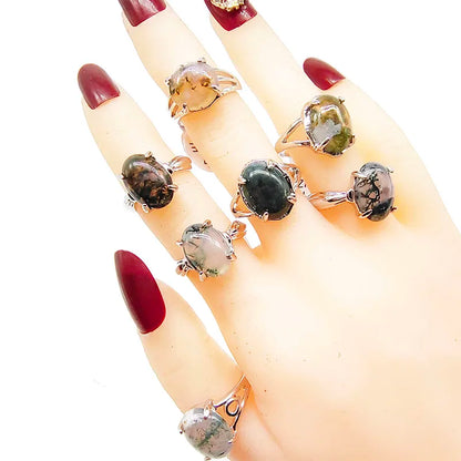 20pcs/Lot Wholesales Mixed Size Beauty Natural Green Stone Finger Rings