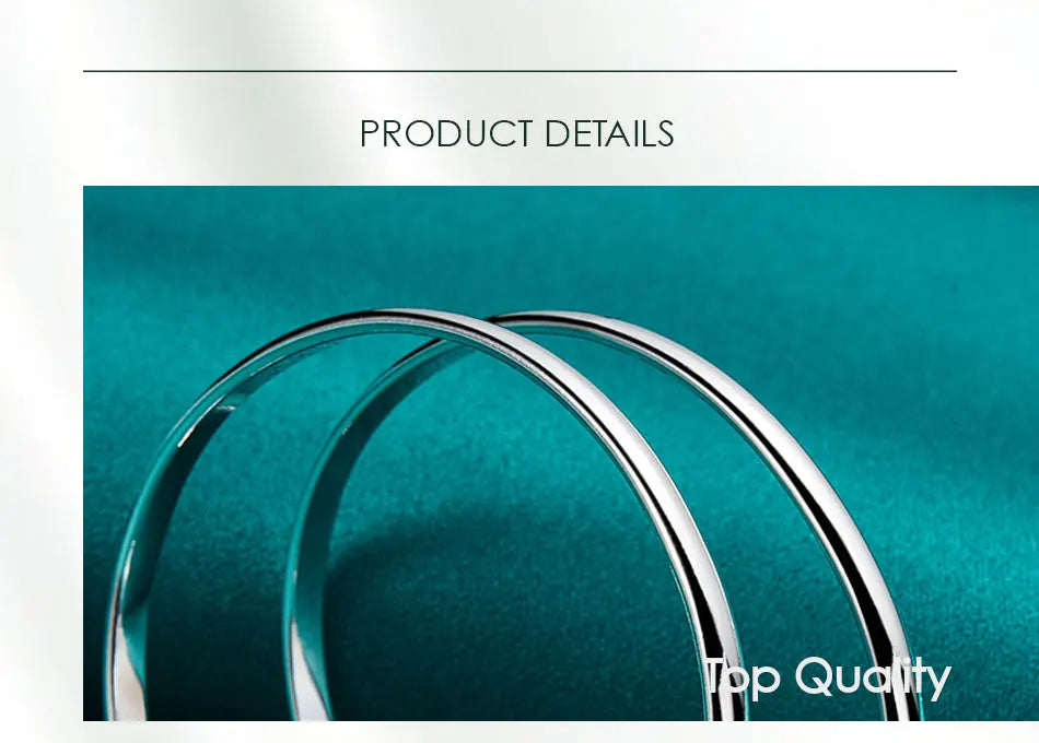 925 Sterling Silver Double Circle Line Woman Wedding Engagement Fashion Charm Party Bangle Bracelet