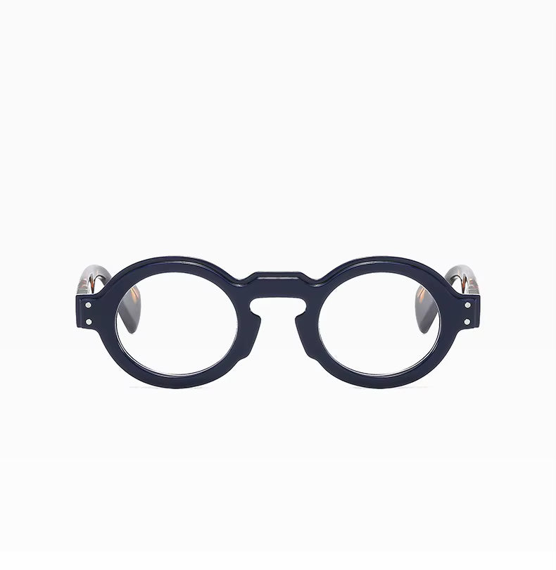 Women Men Punk Double Color Shades Rivets Clear Lens Frame UV400 Round Sunglasses