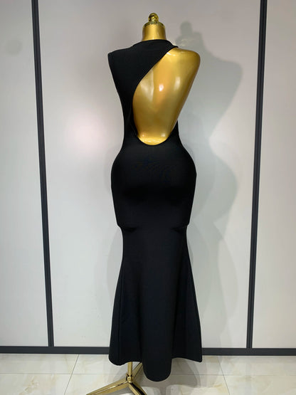 Women Sexy Sleeveless Backless Design Bandage Celebrity Elegant Evening Party Birthday Dress
